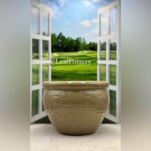 Olive Rattan Clay/Ceramic Planter Pot with drainage hole